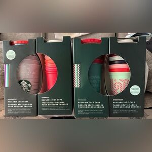 4 sets of Starbucks Colorful Reusable Cup Sets